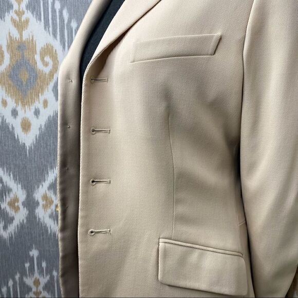 Ralph Lauren Collection ~ Beige Stretch Wool Lamb Leather Trim Equestrian Jacket - Picture 14 of 16
